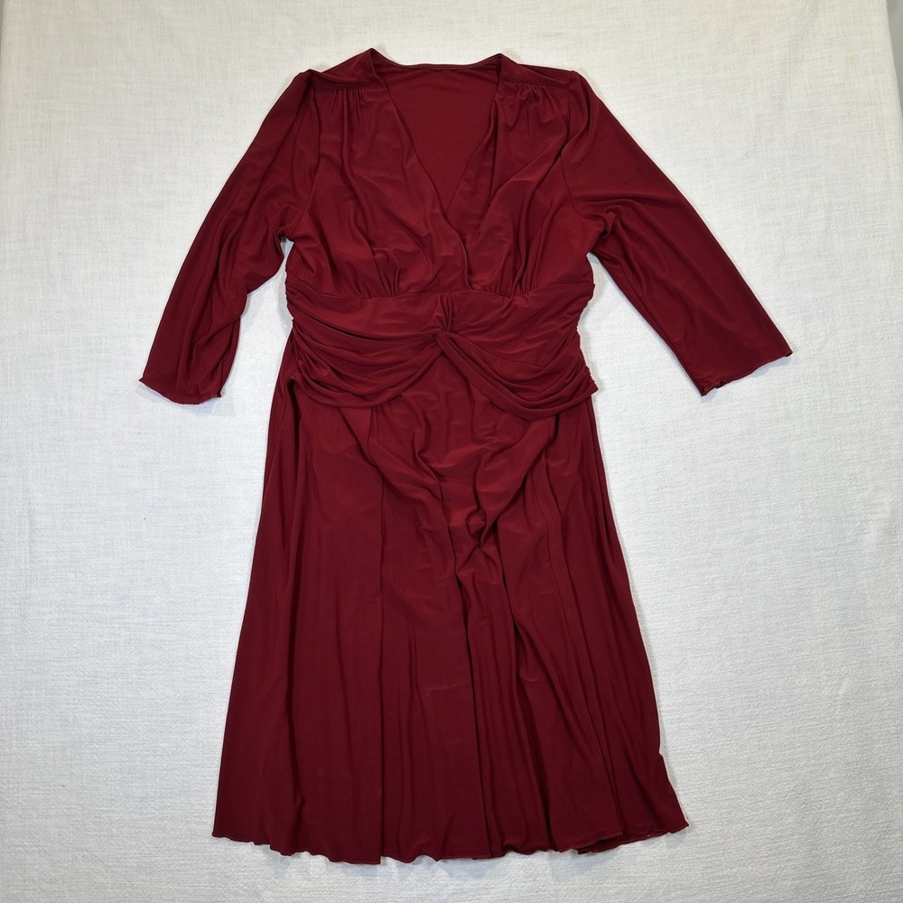 Carol Wior Women's Dress‎ Red 3/4 Length Sleeve With Lining Size XL